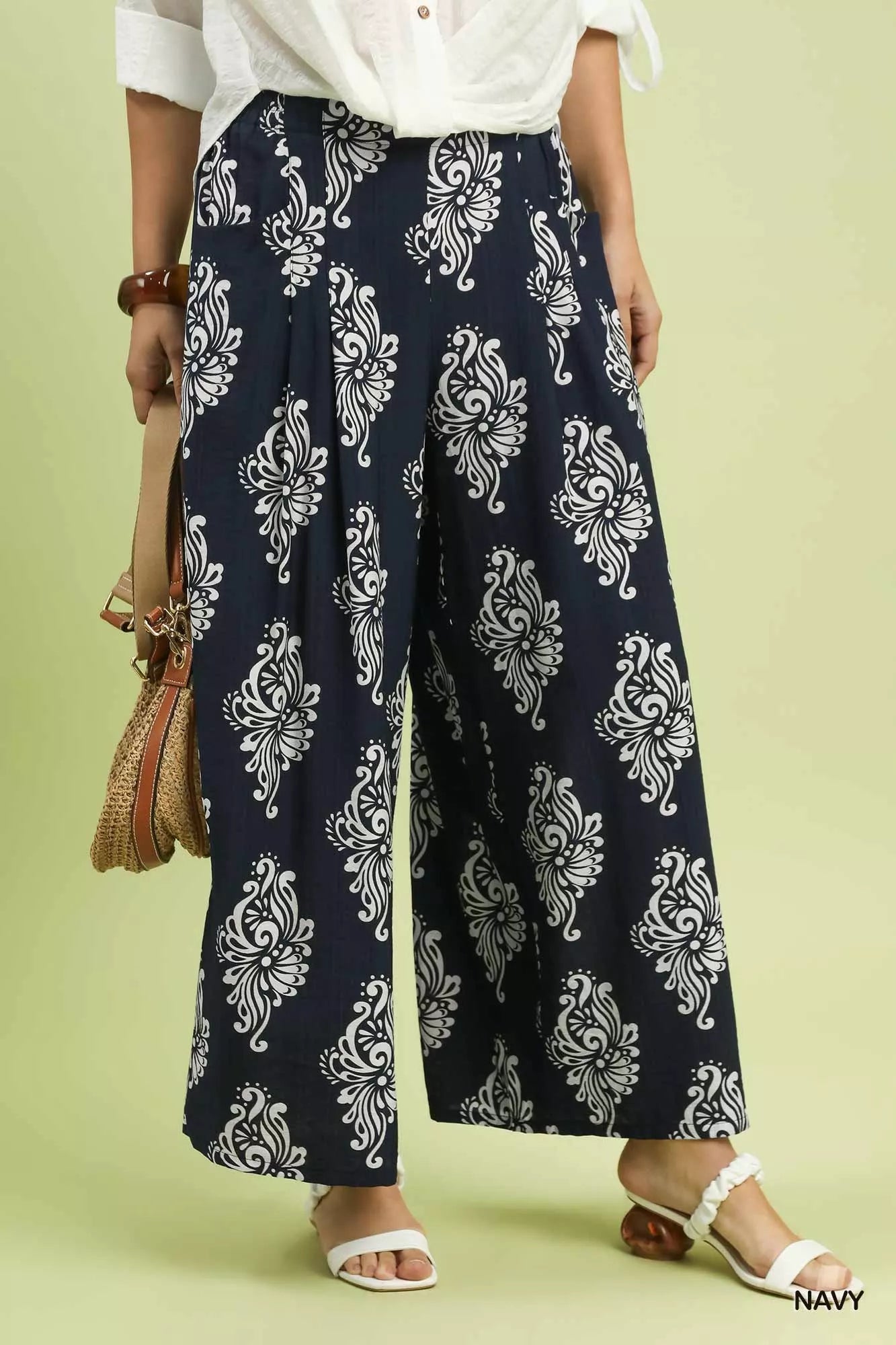 Abstract Print Wide Leg Pants