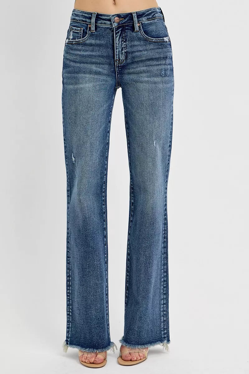 Full Size Tummy Control High Rise Long Straight Jeans Plus Size