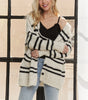 Horizontal Stripes Hoodie Cardigan