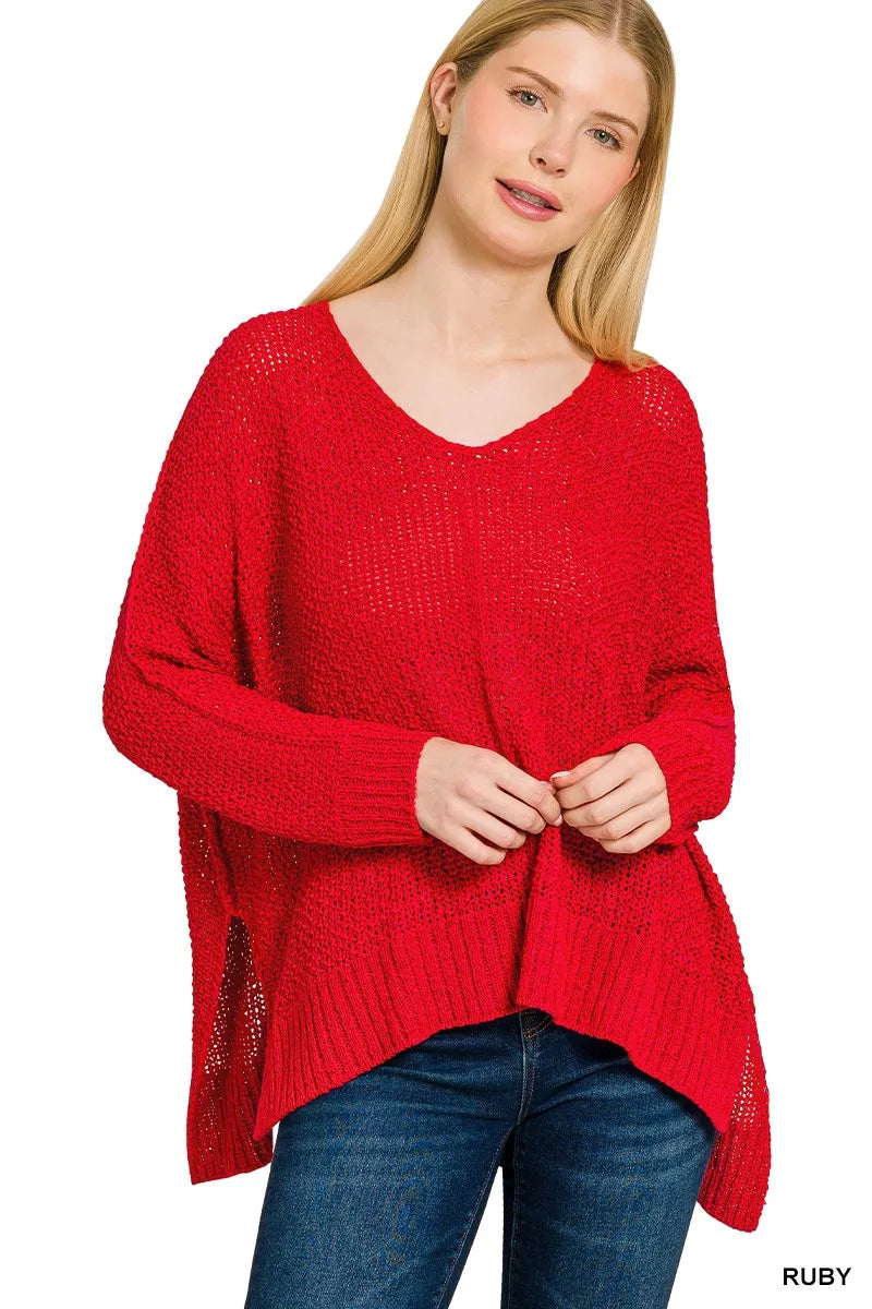 Dolman Sleeve V-Neck Sweater