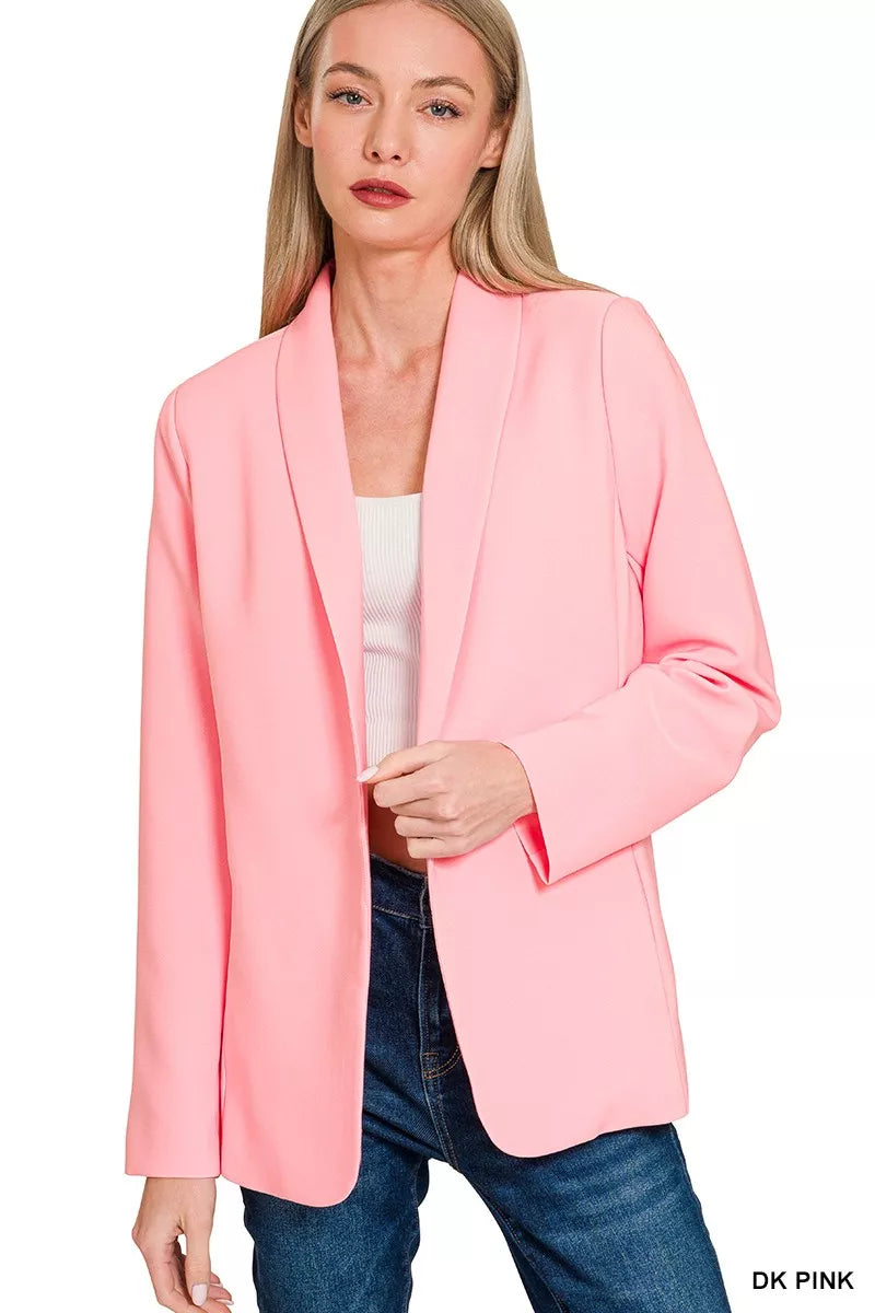 Woven Long Sleeve Blazer With Lining