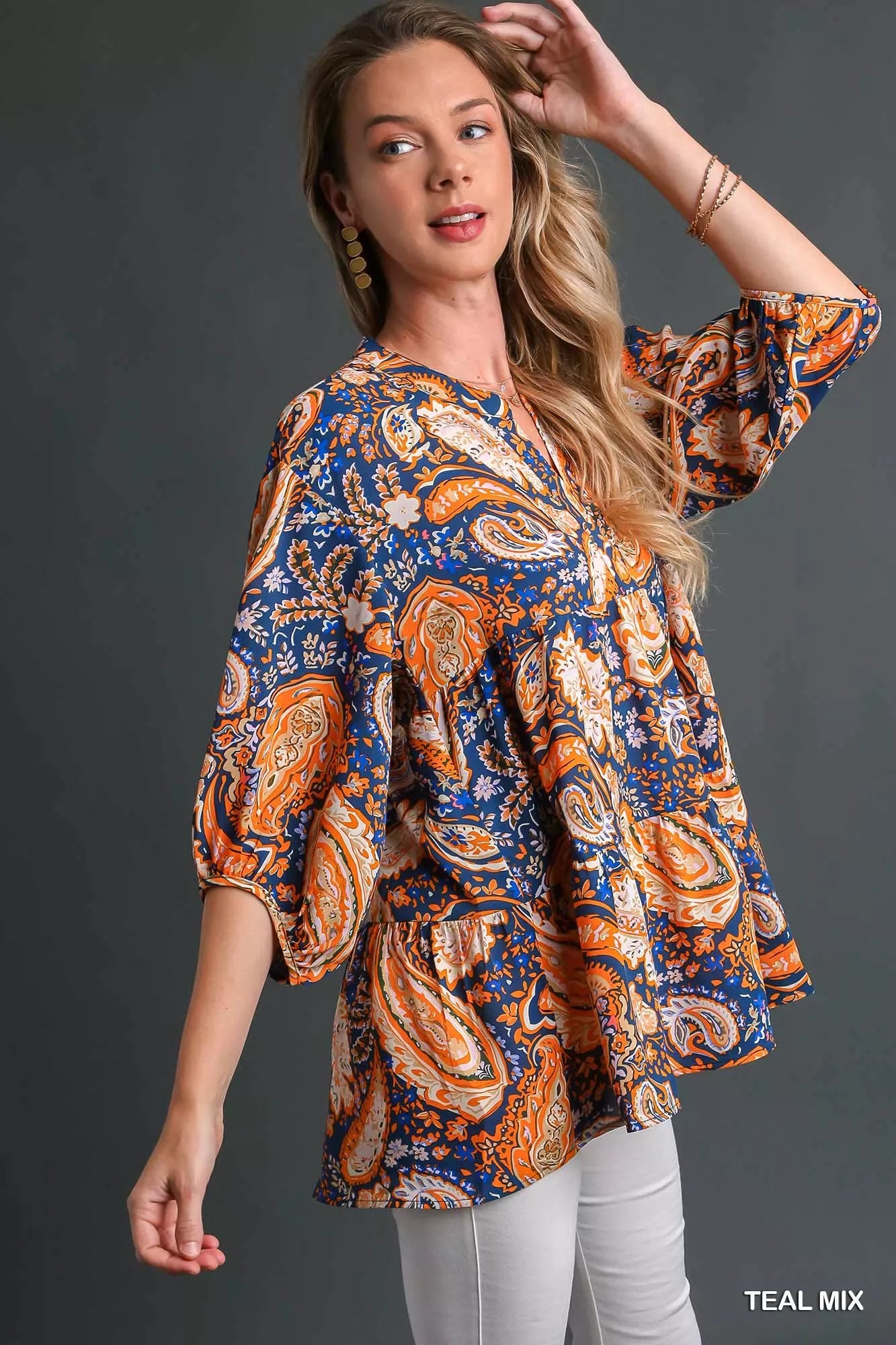 Mix Paisley Boho Tunic Blouse