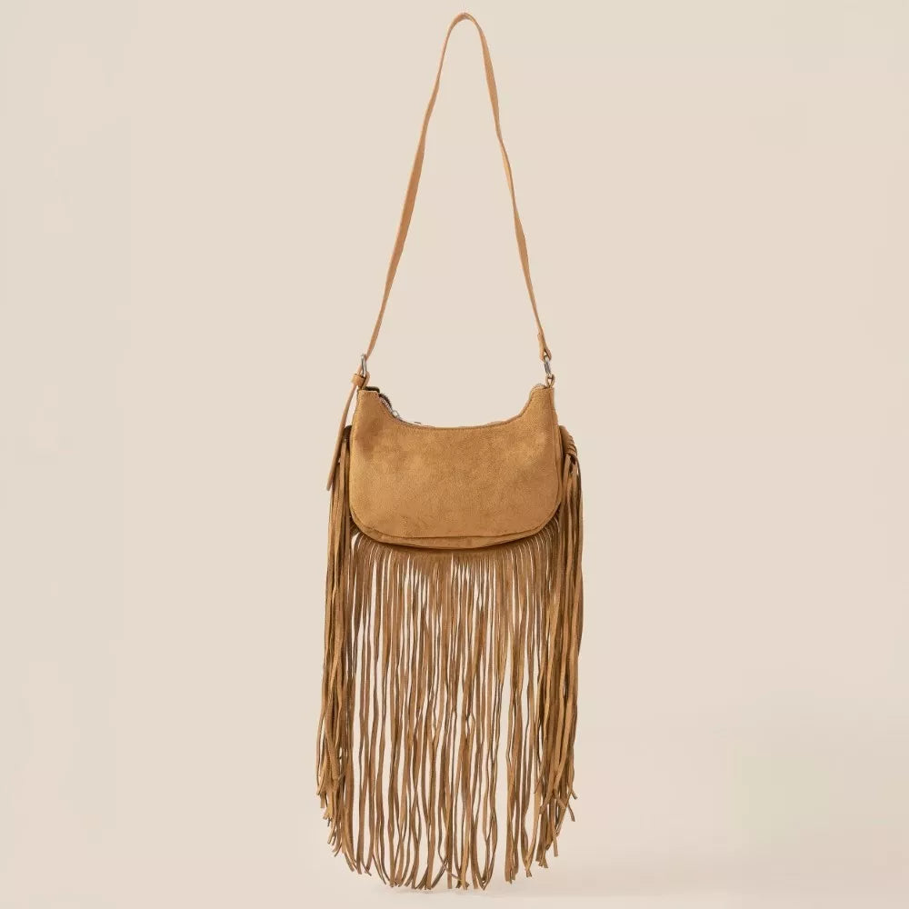 Suede Fringe Crossbody Bag