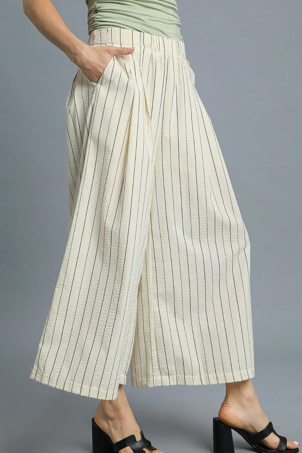 High-Waisted Wide Leg Striped Pants
