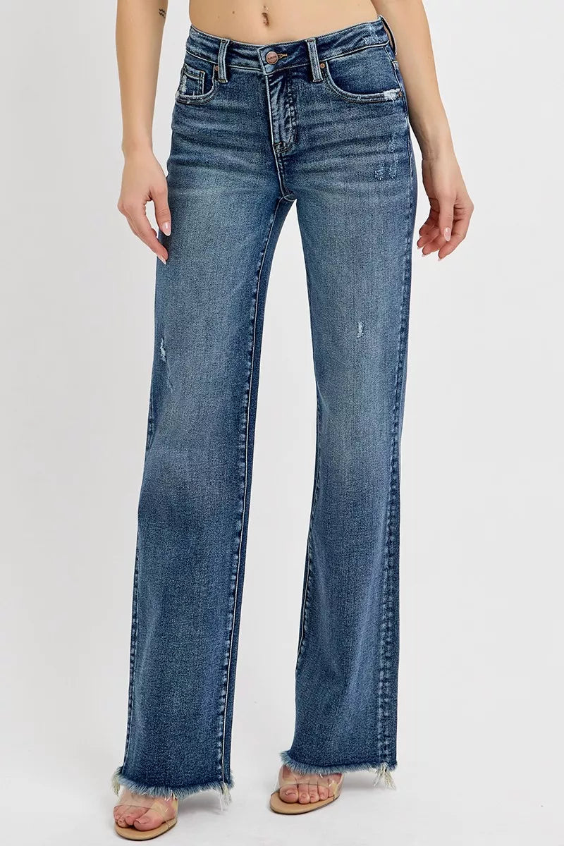 Full Size Tummy Control High Rise Long Straight Jeans Plus Size
