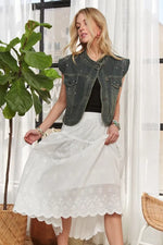 Sleeveless Button Down Denim Jacket