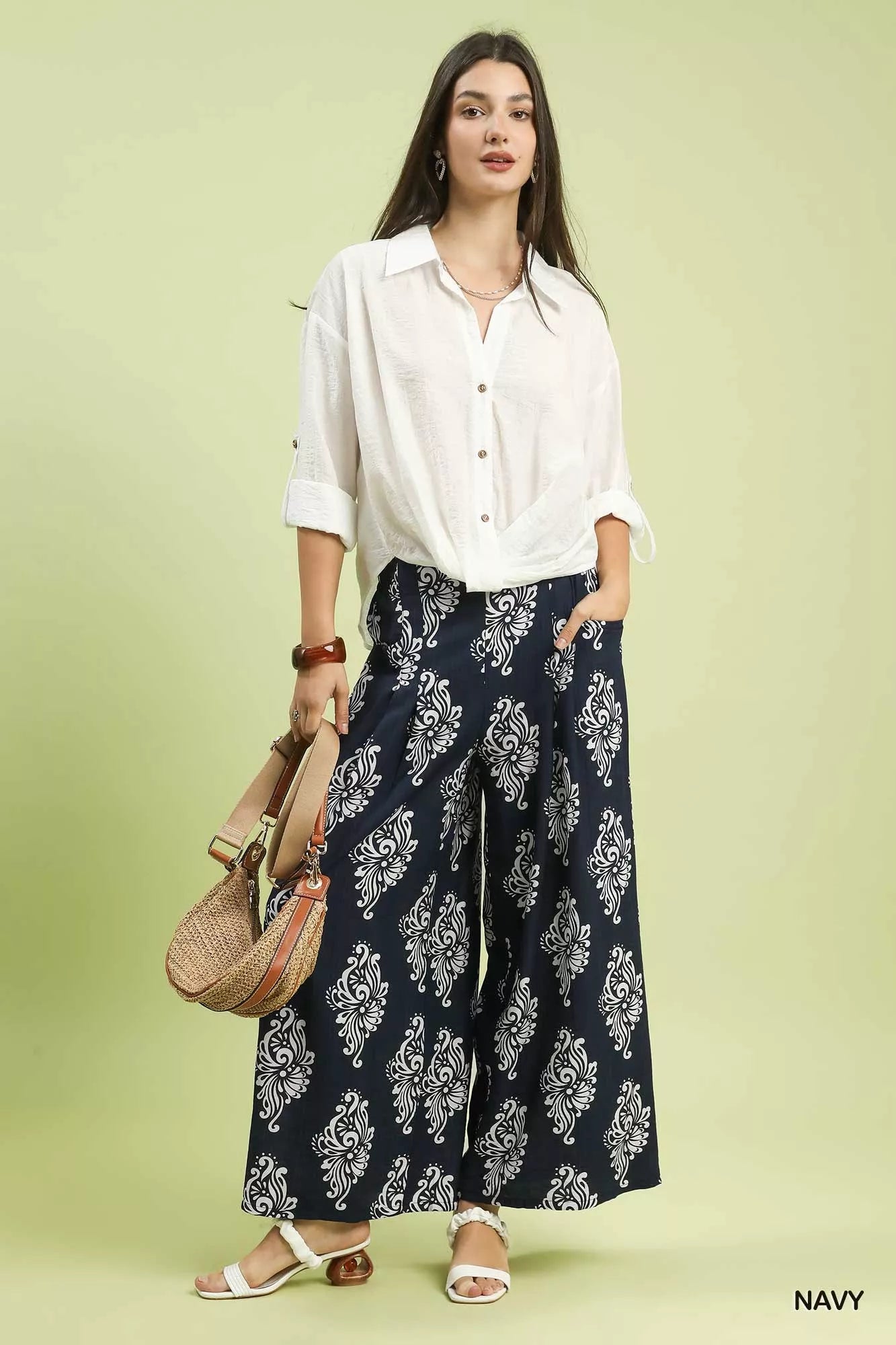 Abstract Print Wide Leg Pants