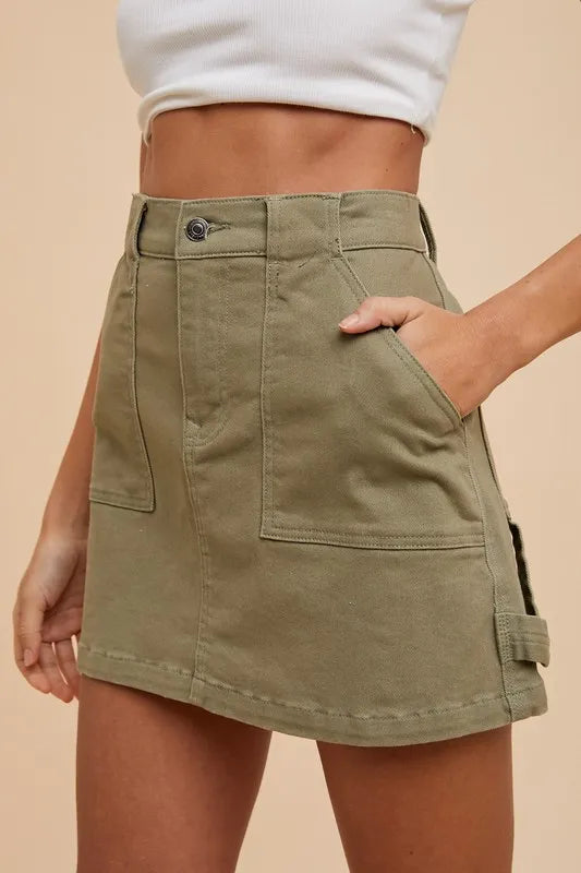 Cargo Denim Mini Skirt