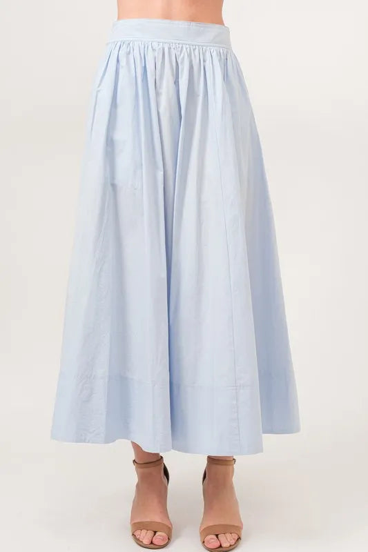 A-line Flowing Elastic Back Midi Skirt