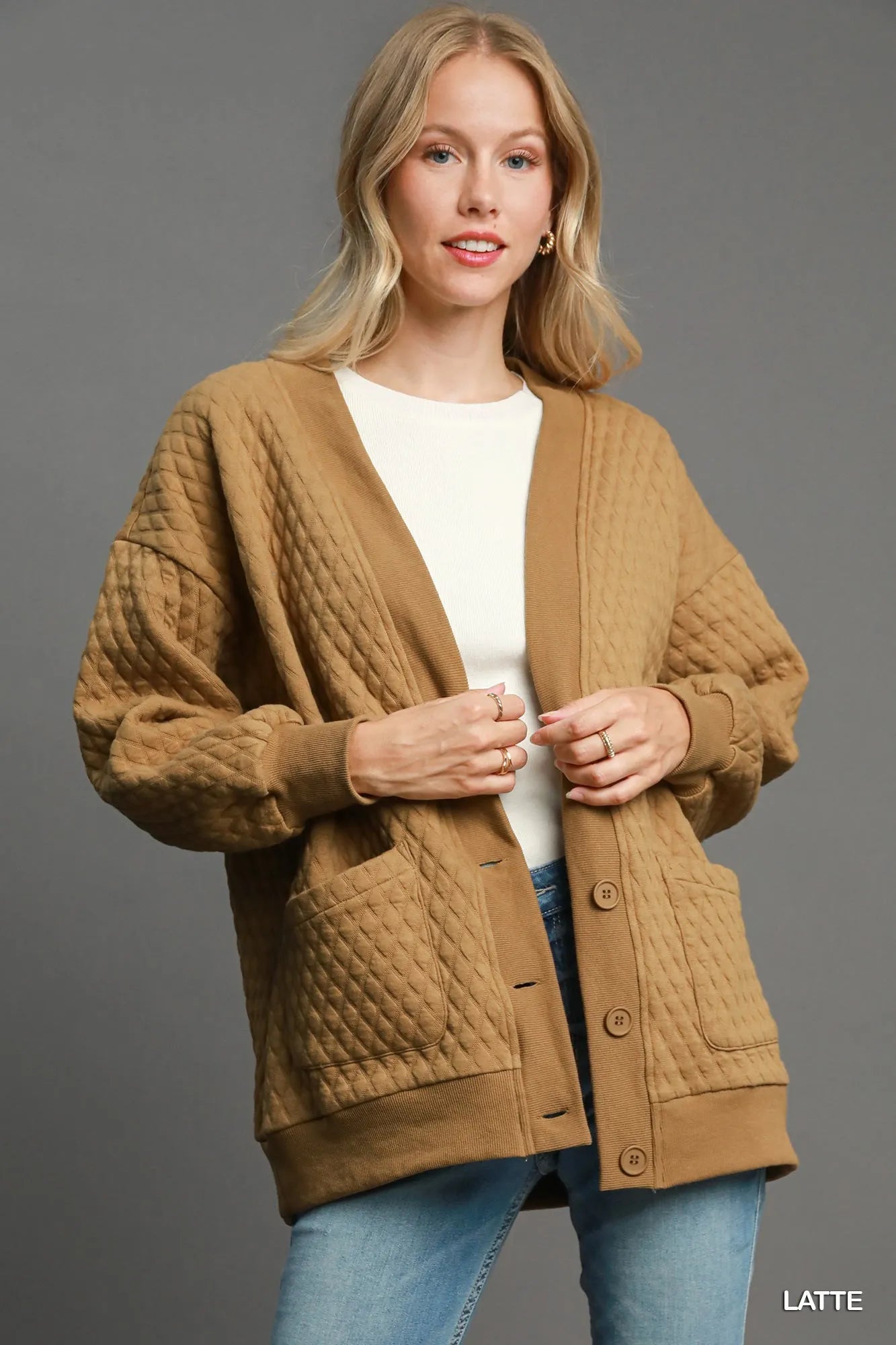 Button-Up Jacquard Cardigan