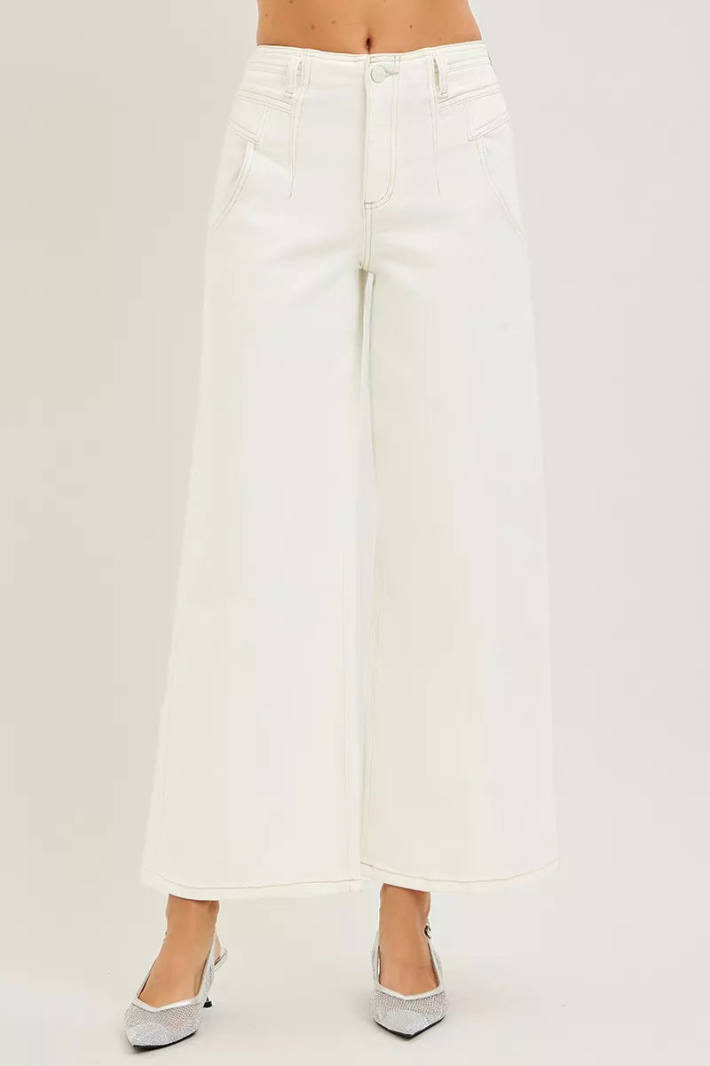 High Rise Ankle Wide Pants