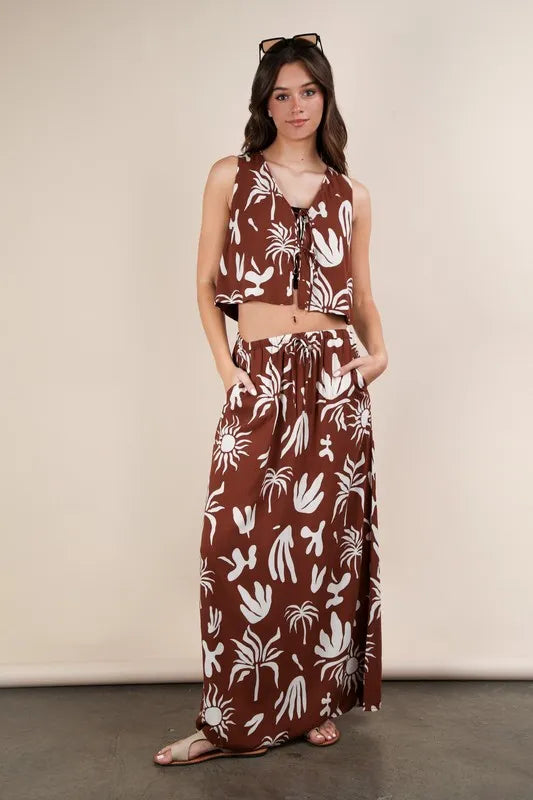 Printed Resort Midi Skirt