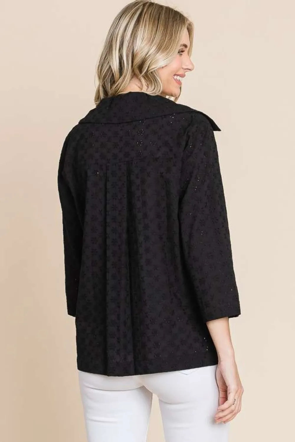 Breasted Eyelet Jacket with Pockets