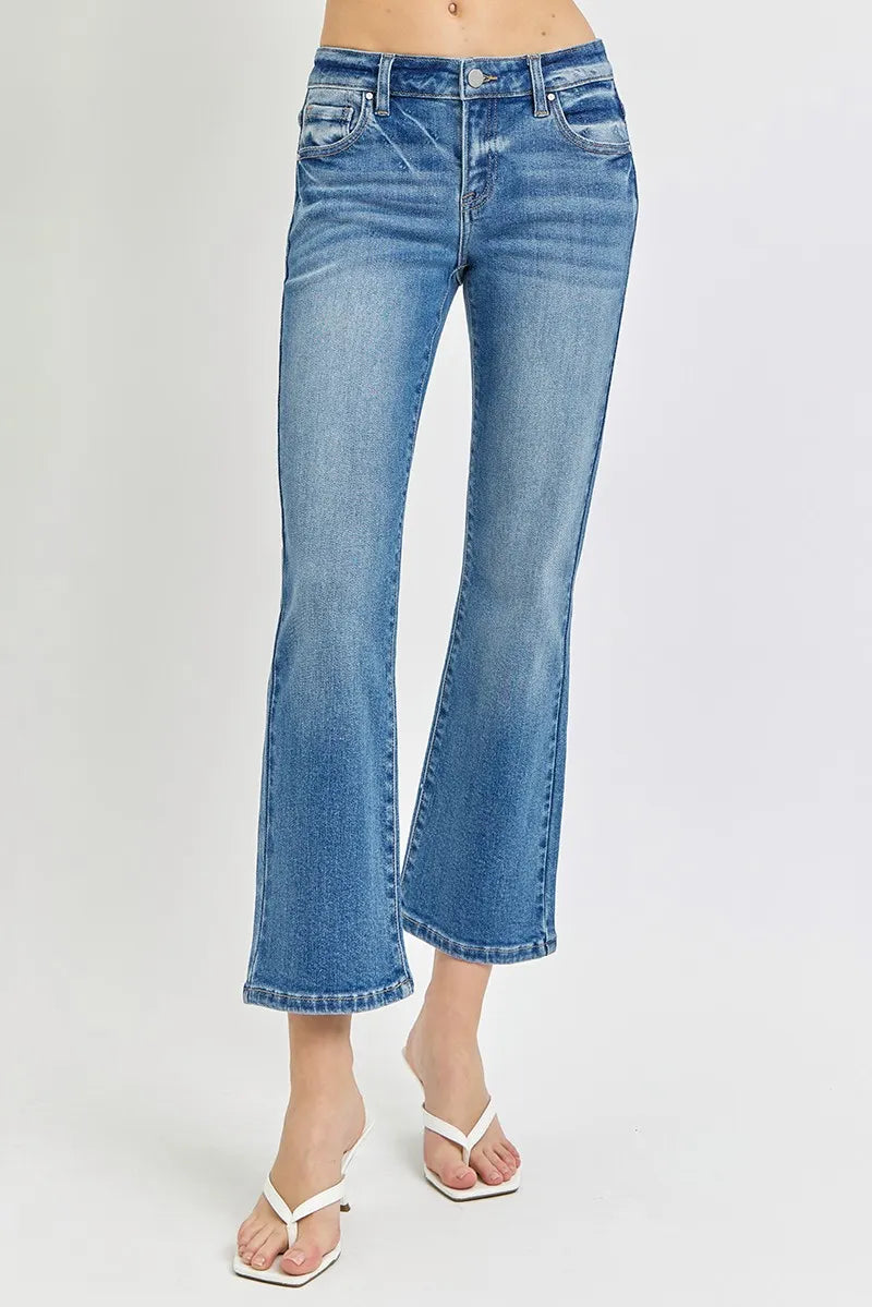 Full Size Low Rise Crop Flare Jeans Plus Size