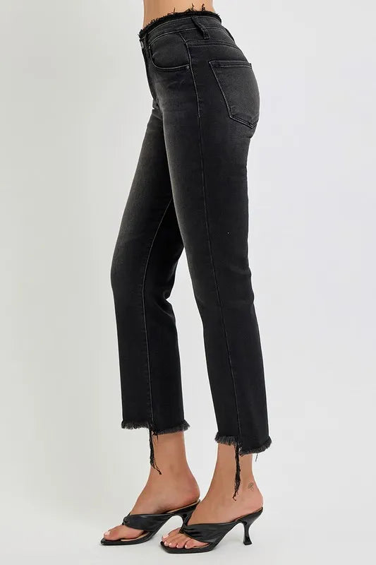 Full Size Raw Hem Cropped Flare Jeans Plus Size