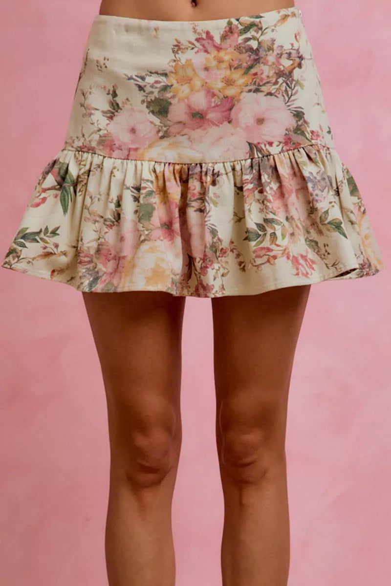 Floral Print Fit and Flare Mini Skirt