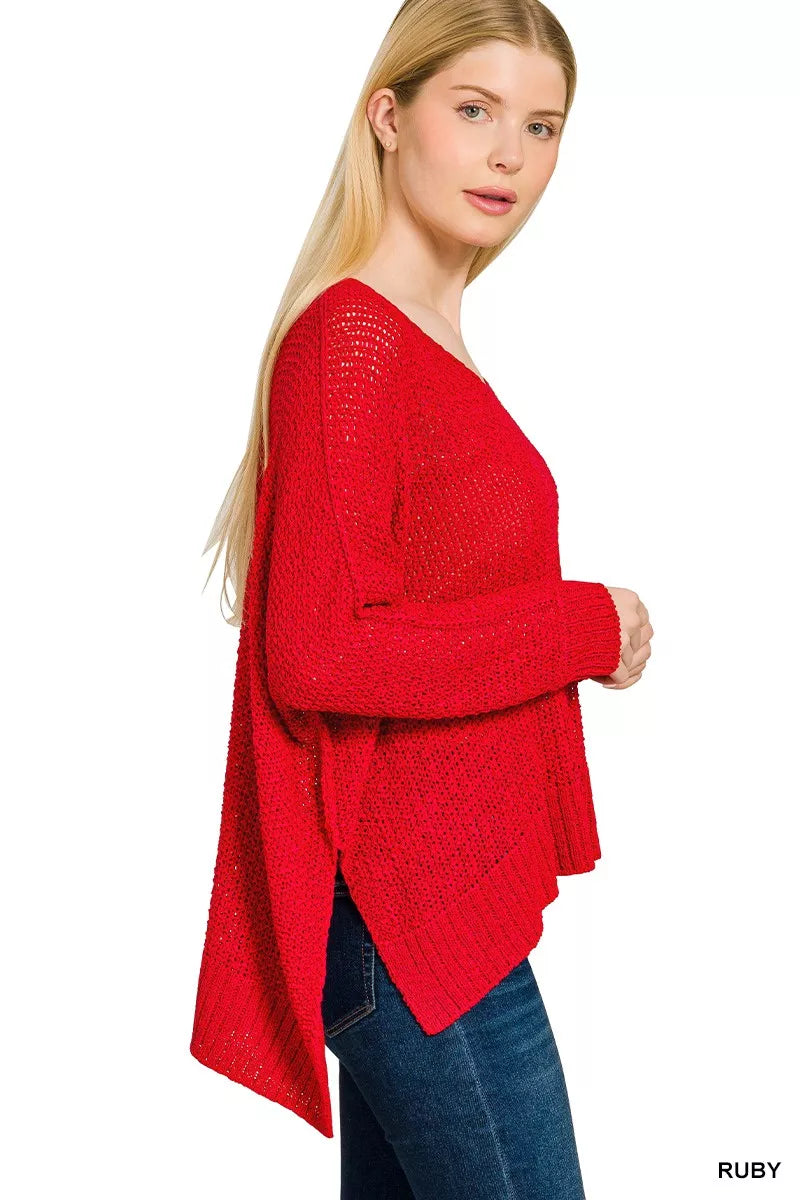 Dolman Sleeve V-Neck Sweater