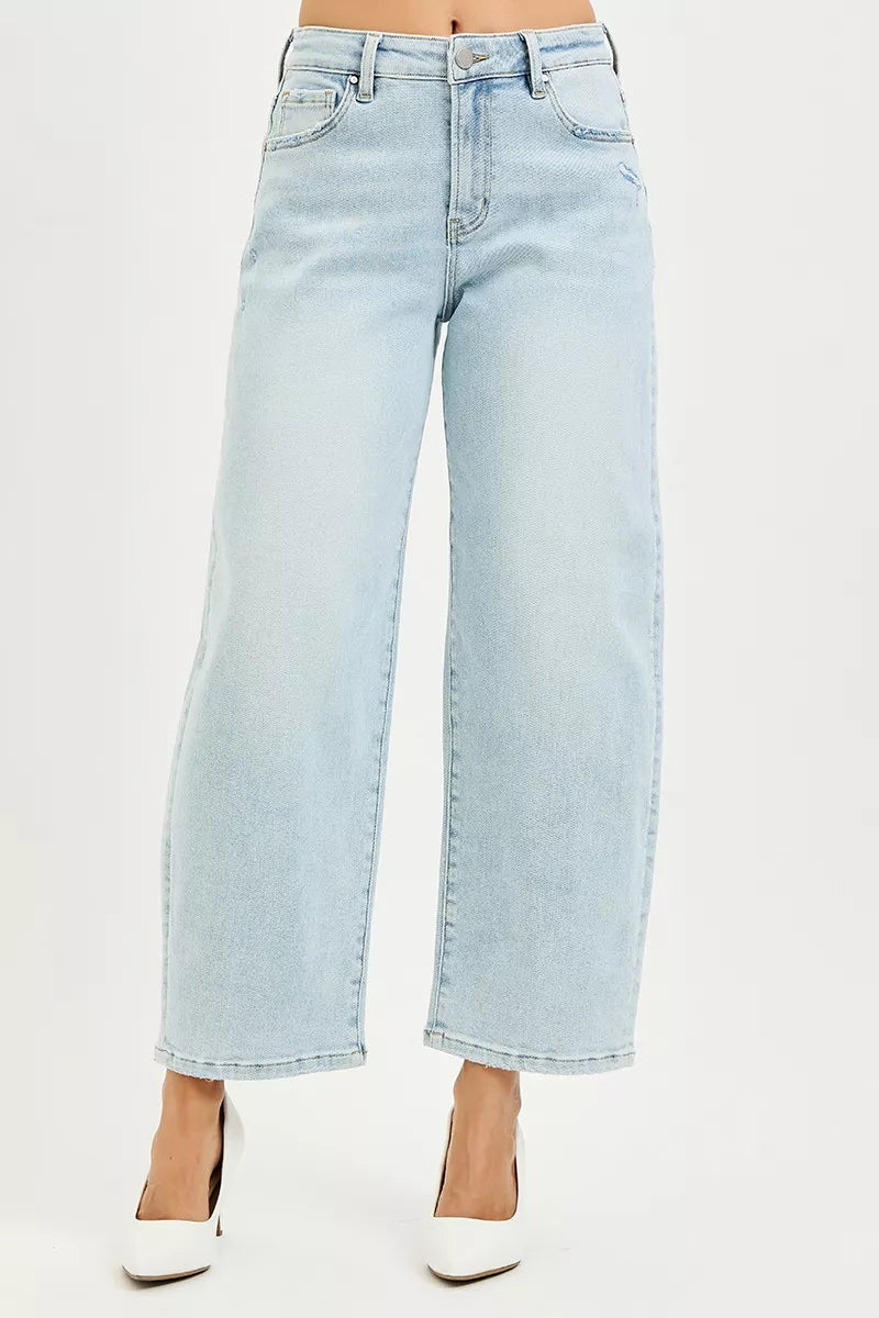 High Rise Crop Barrel Jeans