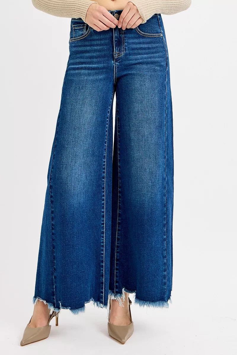 Full Size High Rise Ankle Wide Jeans Plus Size