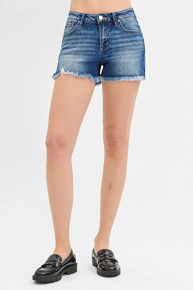 Full Size Low Rise Frayed Denim Shorts Plus Size