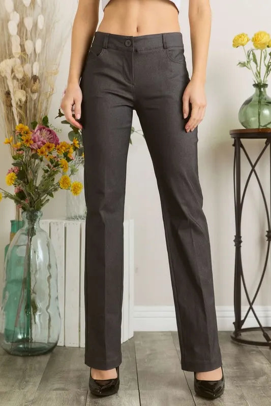 Full Size Solid Color Pants with Pocket Plus Size