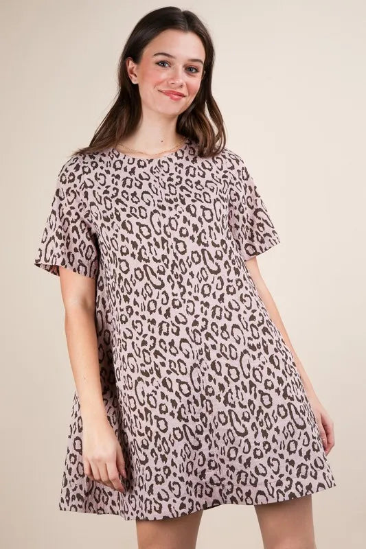 Leopard Printed Comfy Mini Dress