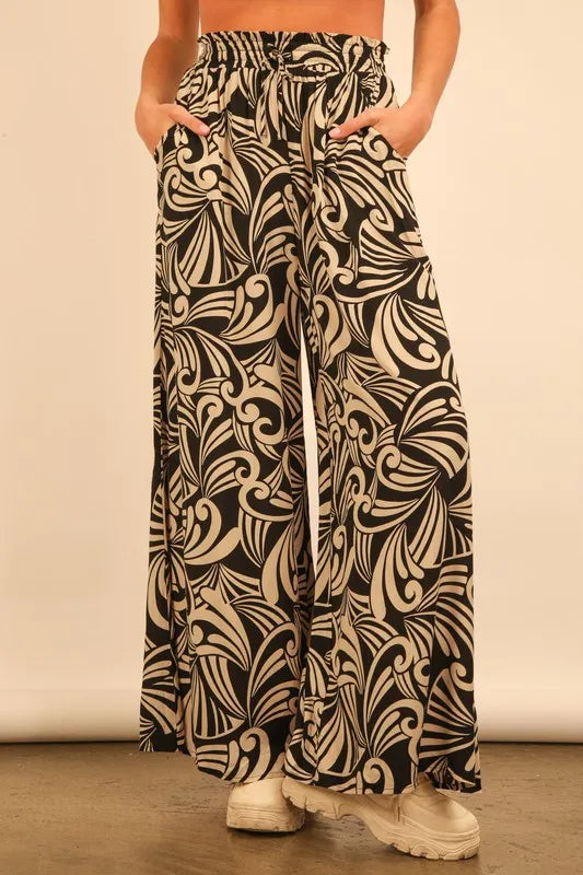 Full Size Printed Wide Leg Pants Plus Size