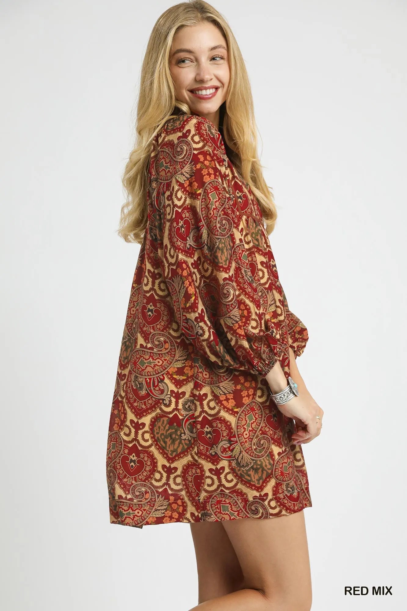 Boho Mix Paisley Babydoll Dress