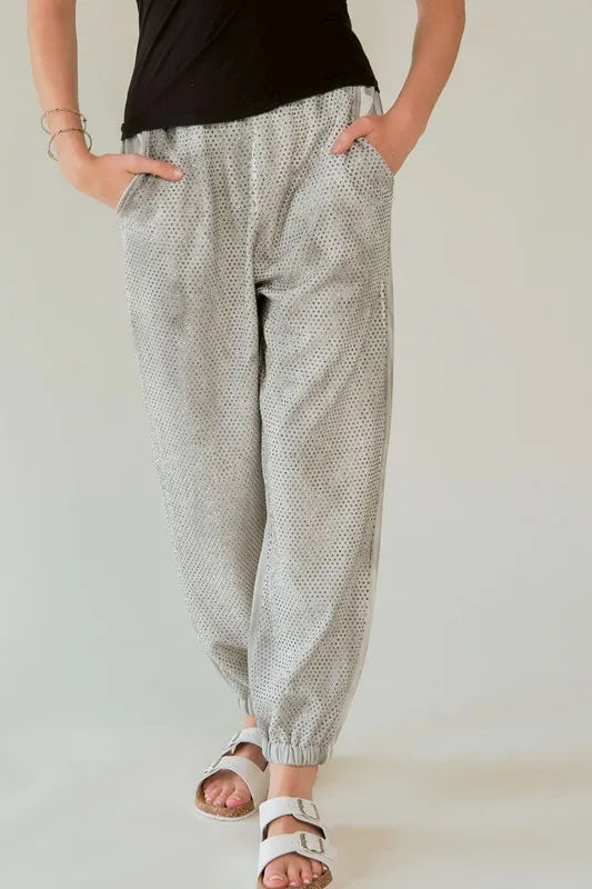 Rhinestone Elastic Waist Joggers
