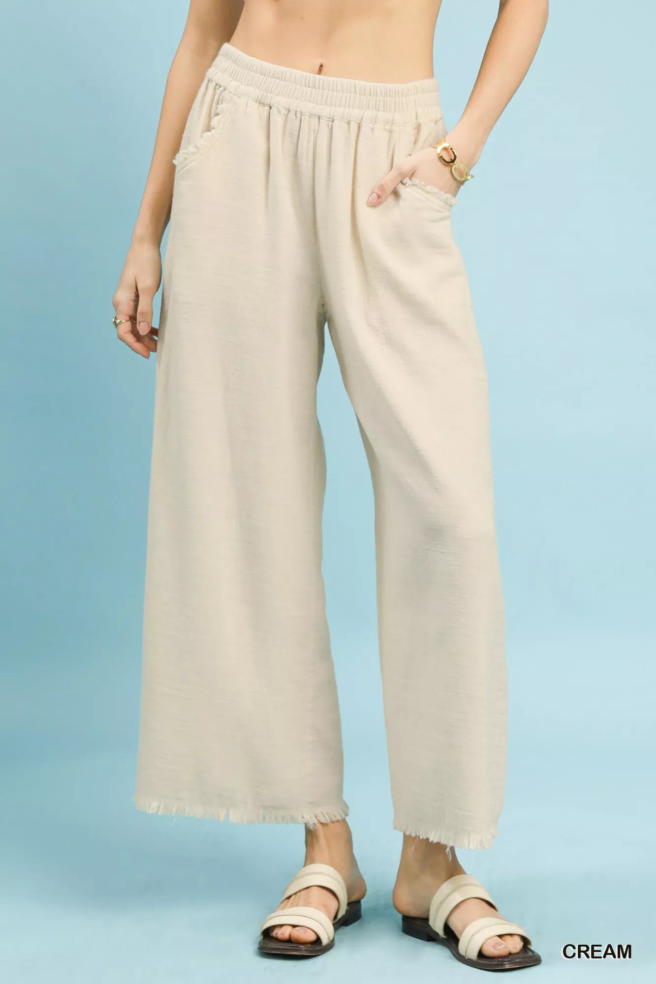 Frayed Hem Wide Leg Pants