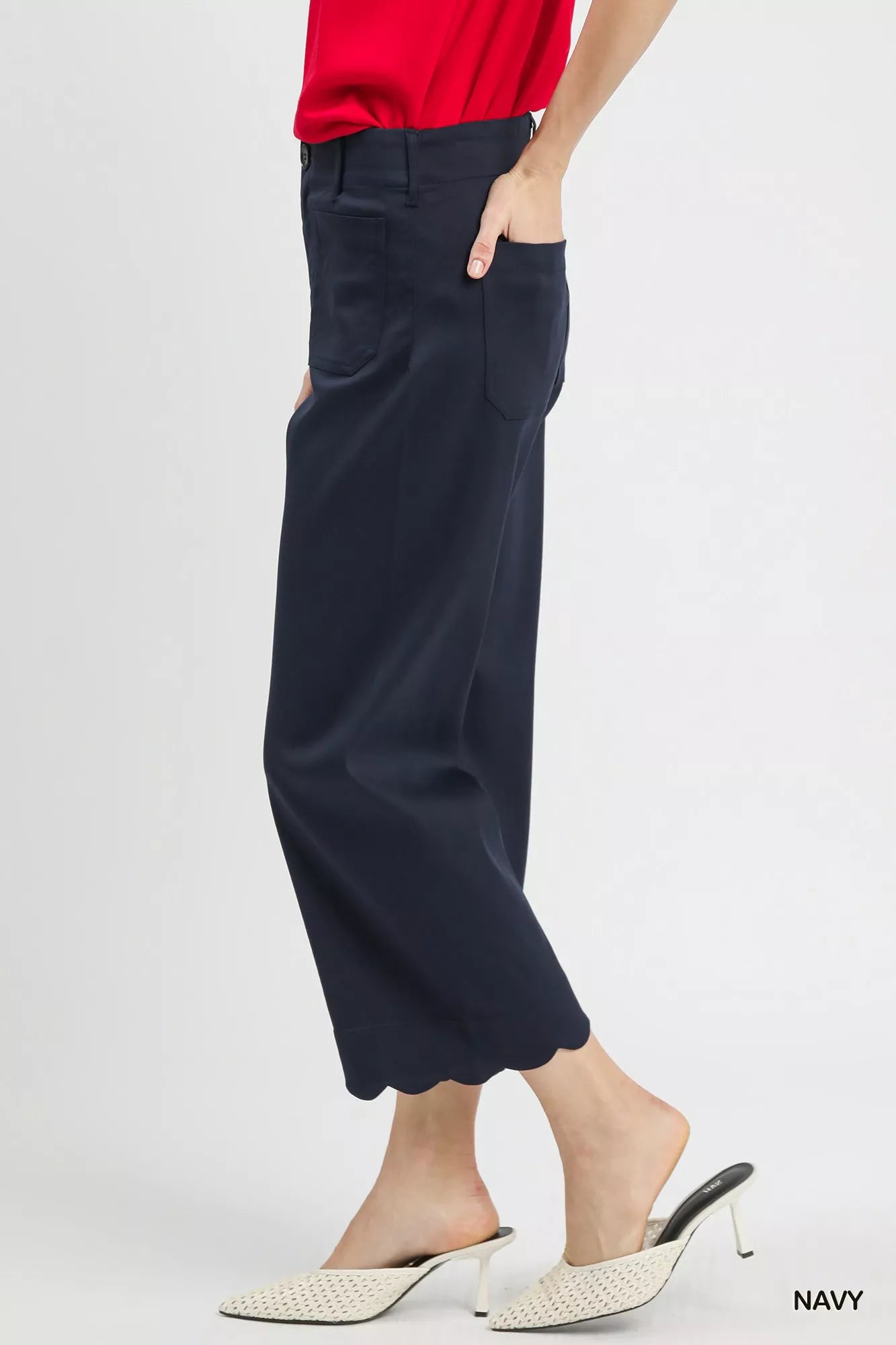 Scallop Hem Wide Leg Pants