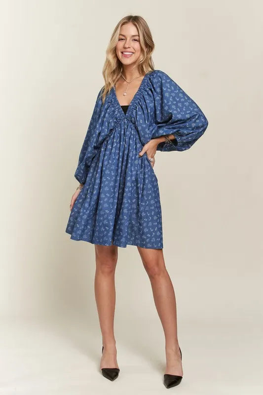 Batwing Sleeves Floral Dress