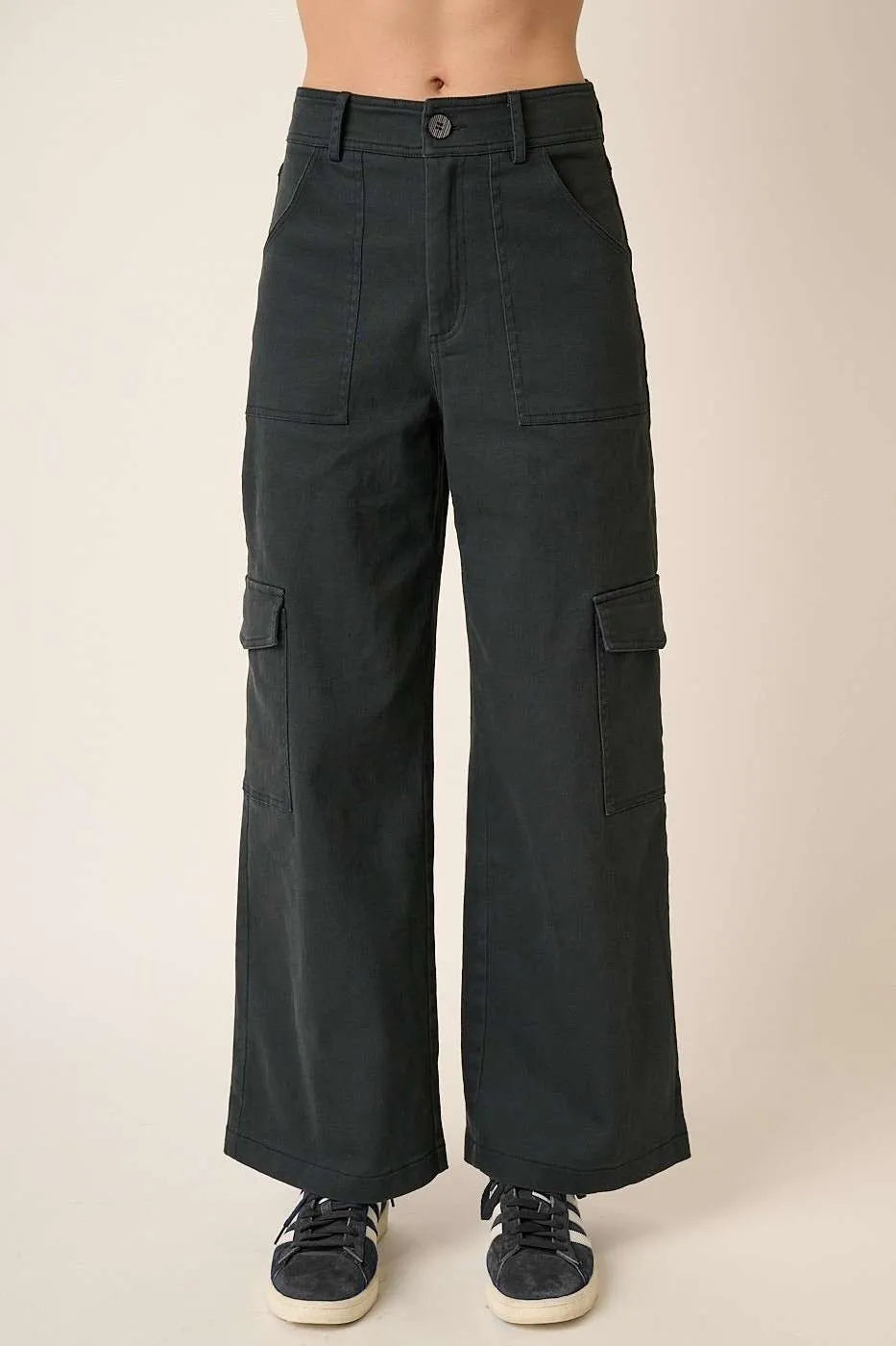 Wide Leg High Waist Pants with Cargo Pockets