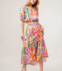 Asymmetric Geo Printed Tiered Maxi Skirt