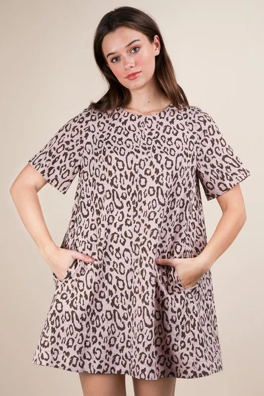 Leopard Printed Comfy Mini Dress