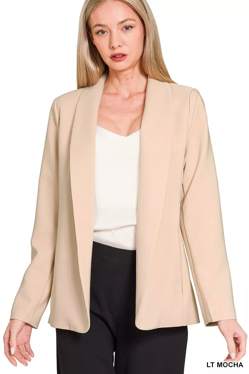 Woven Long Sleeve Blazer With Lining