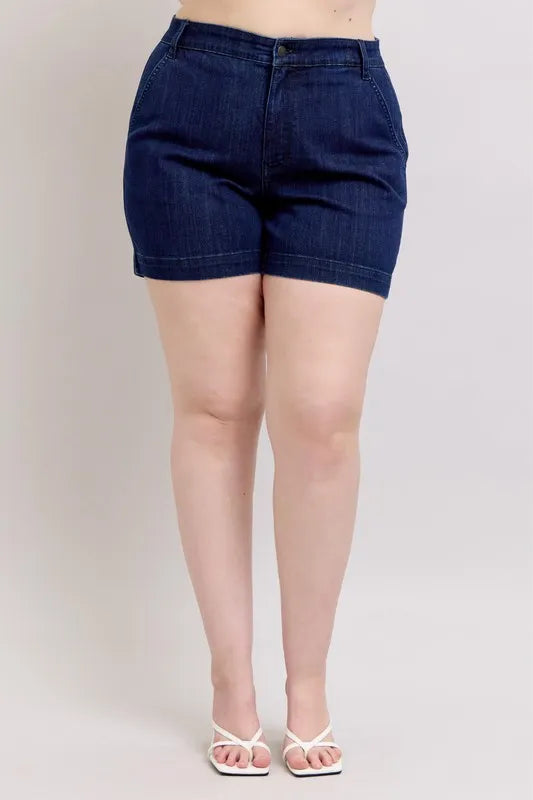 Plus Size High Waist Denim Shorts