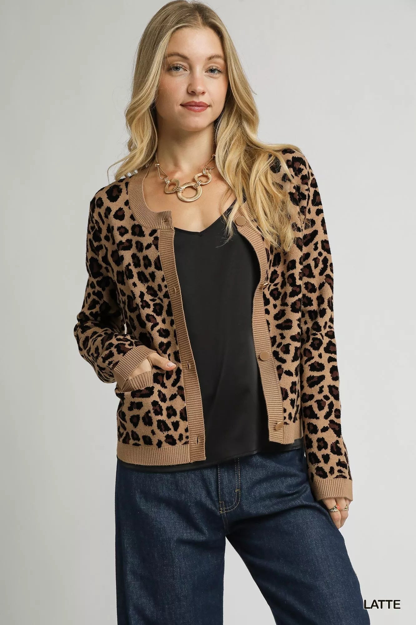 Leopard Print Button-Down Cardigan