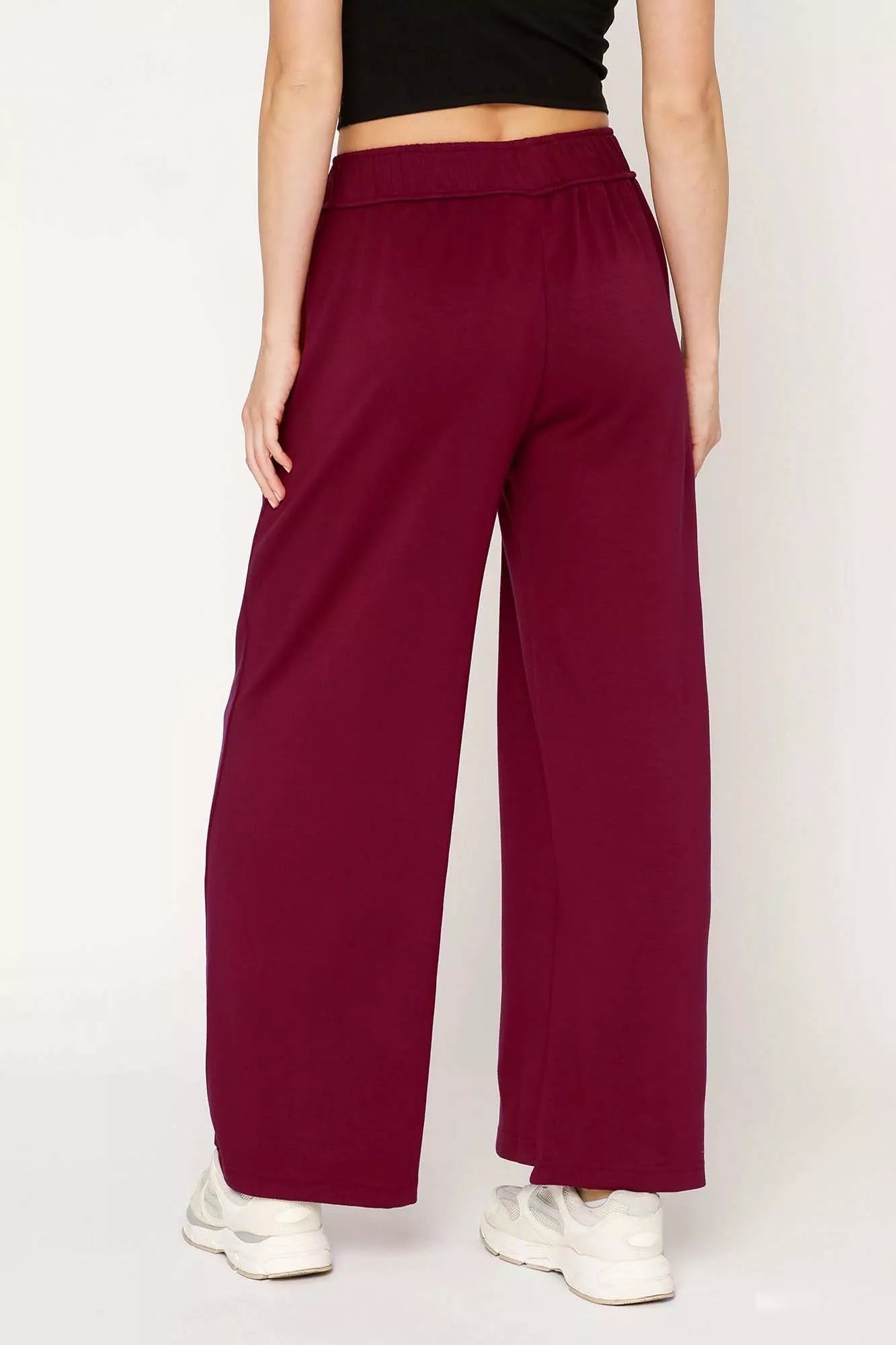 Elastic Drawstring Waistband Wide Leg Pants