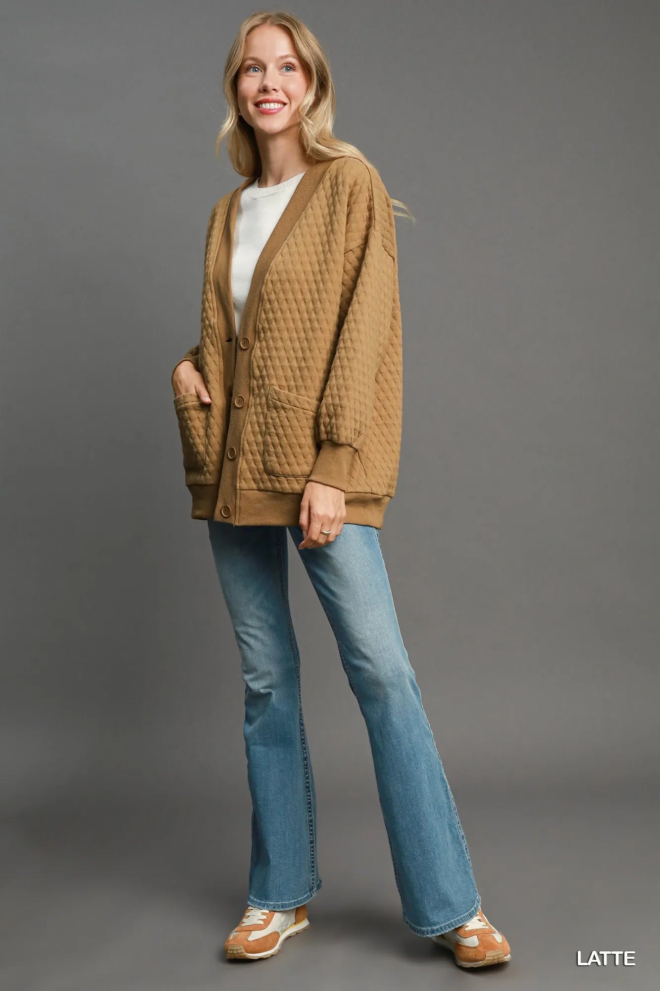 Button-Up Jacquard Cardigan