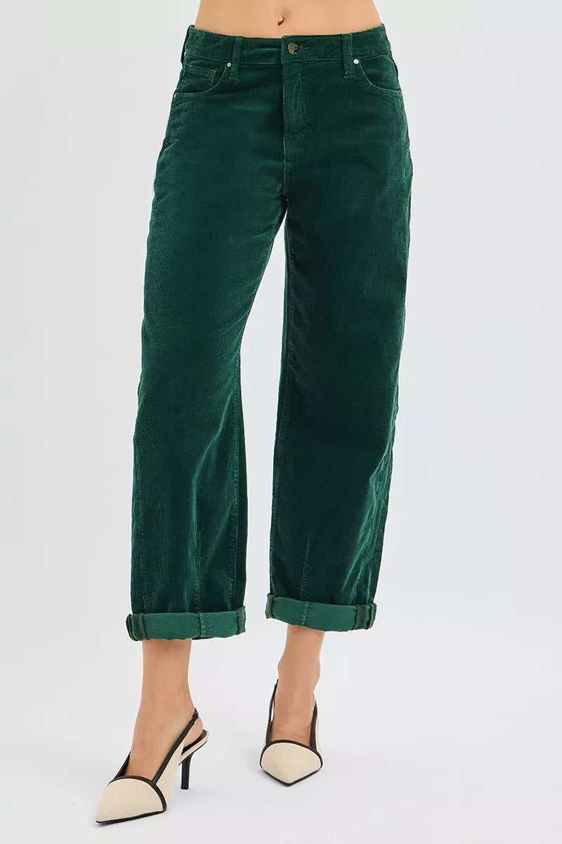 High Rise Crop Barrel Cordurory Pants