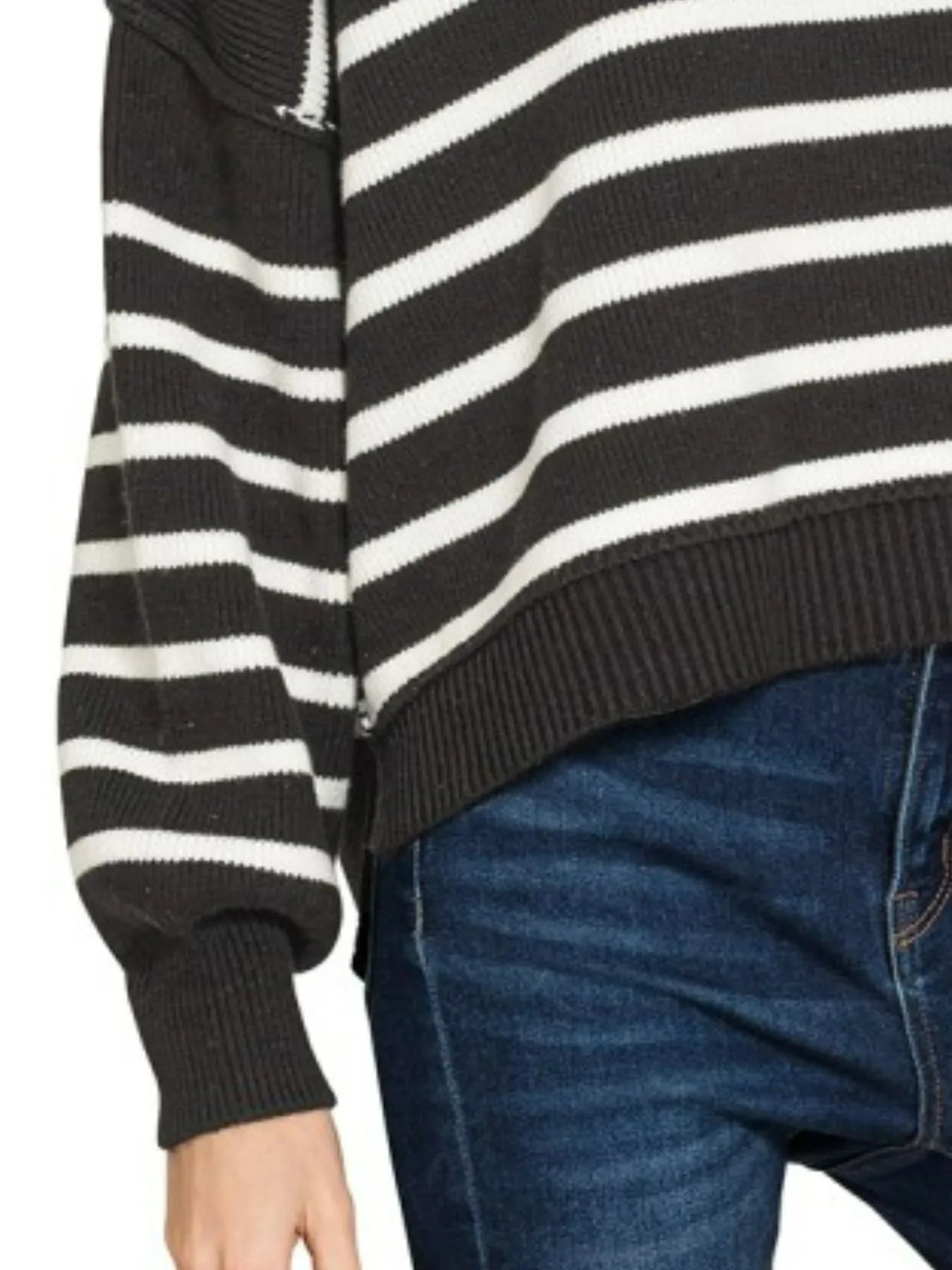 Exposed Seam Striped Oversized Sweater