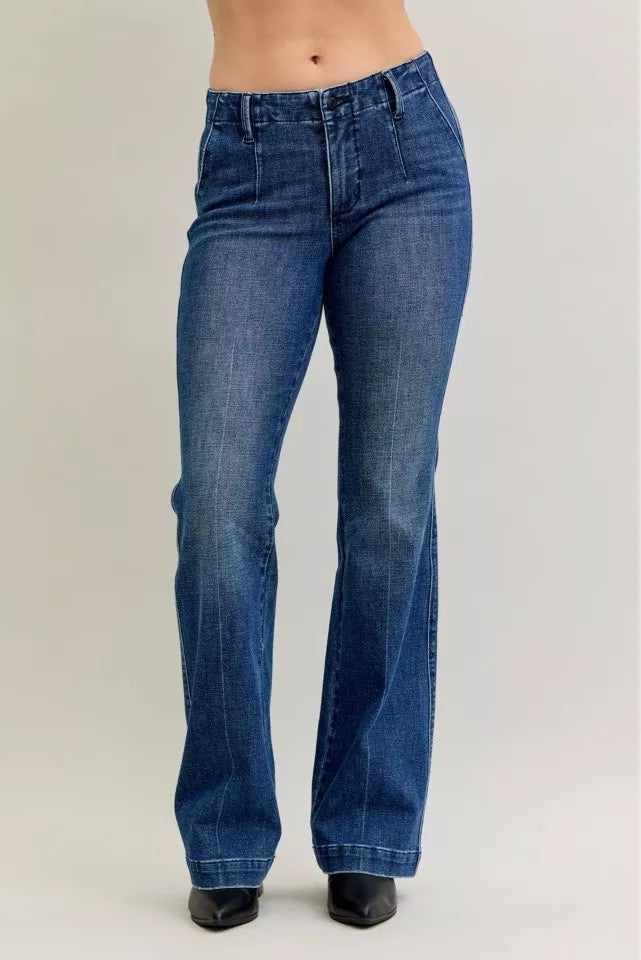 Full Size Mid Rise Bootcut Jeans with Welt Pockets Plus Size