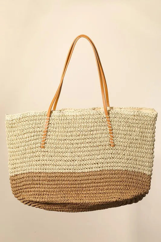 Straw Braided Beach Tote Bag