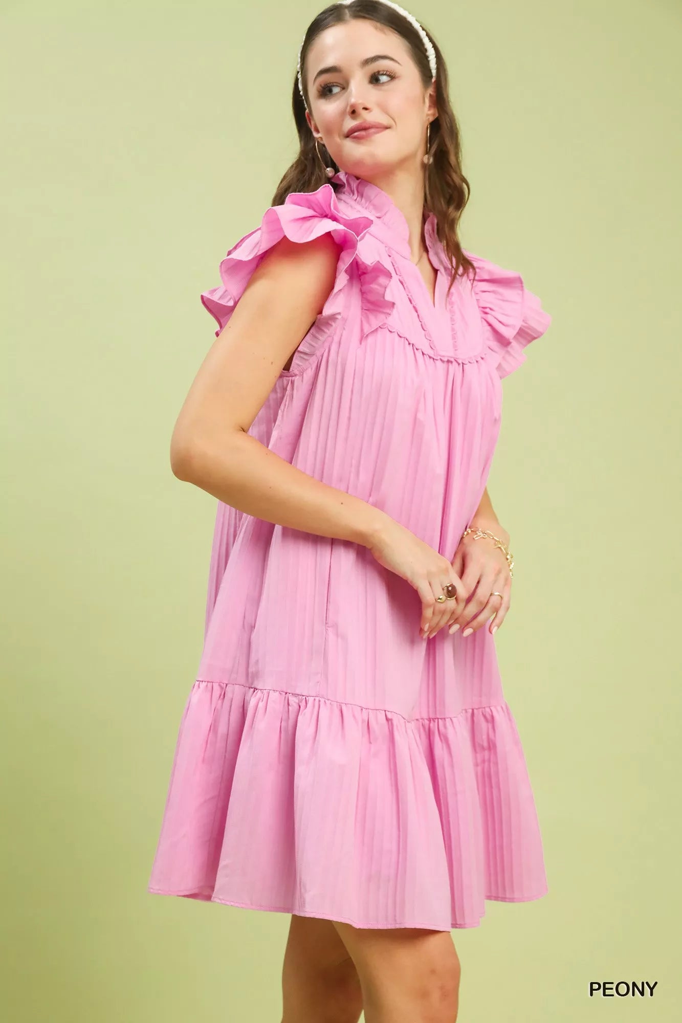 Flutter Sleeve Tiered Dress
