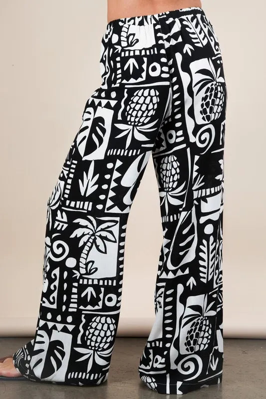 Printed Casual Wide Leg Resort Pants