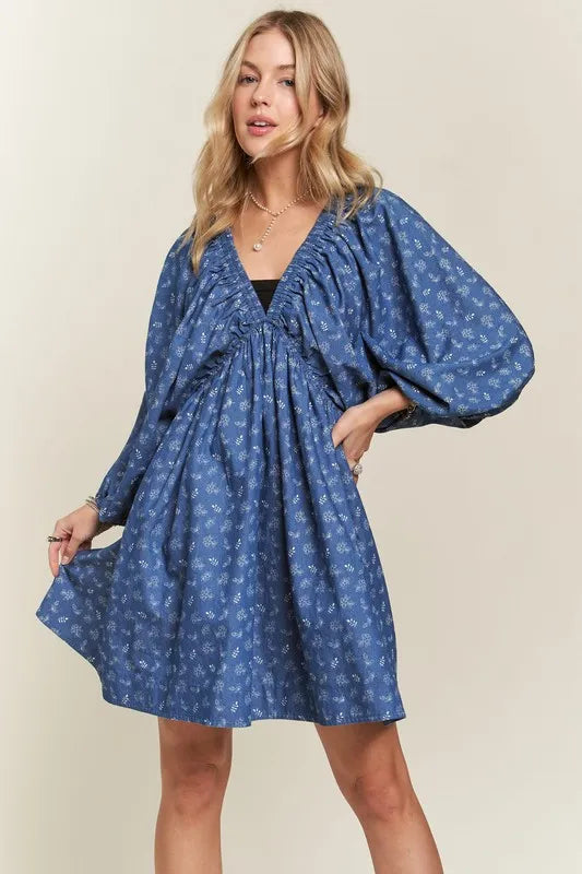 Batwing Sleeves Floral Dress