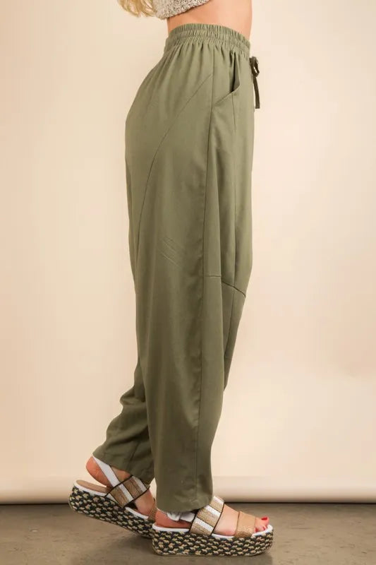 Solid Barrel Comfy Woven Pants