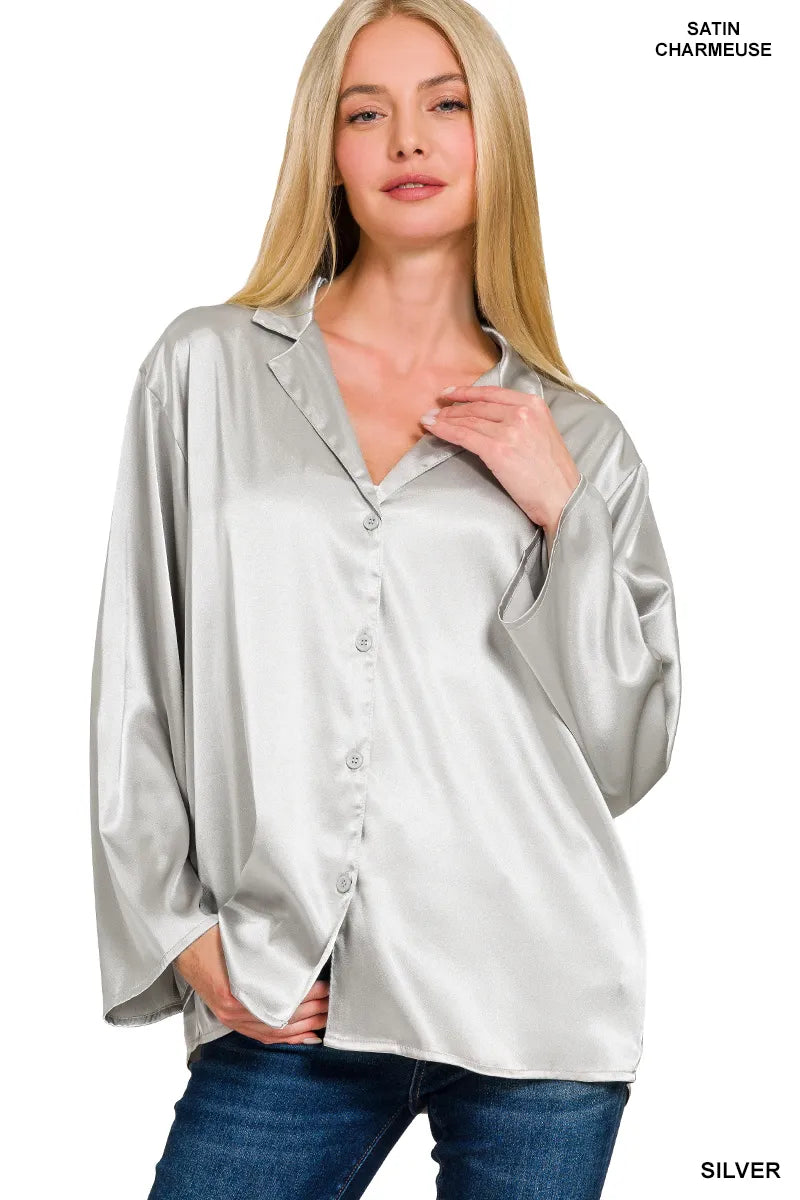 Satin Button Down Shirt