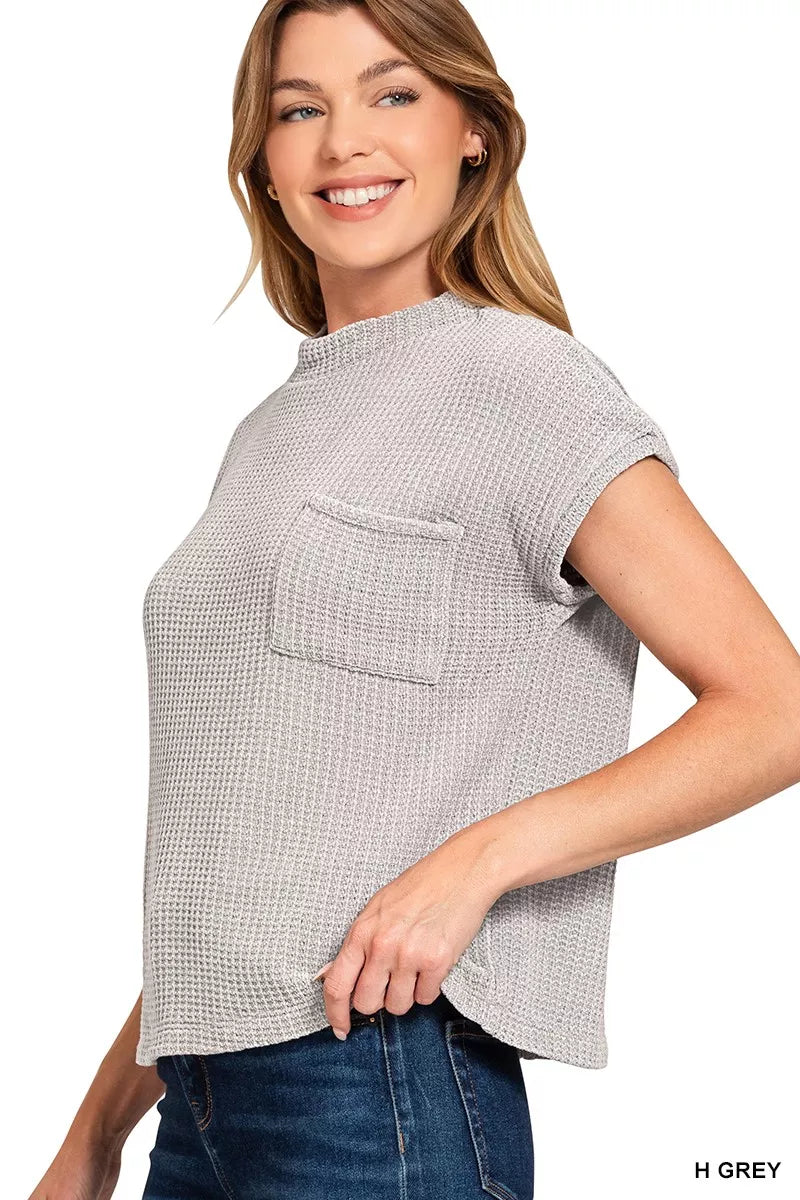 Chenille Waffle Short Sleeve Sweater